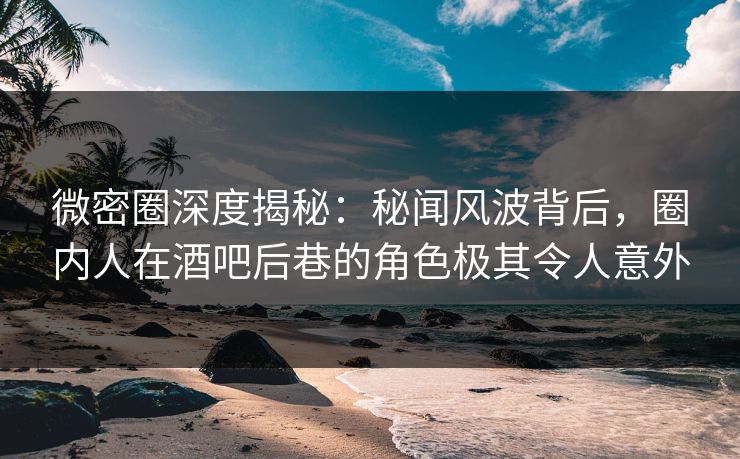 微密圈深度揭秘：秘闻风波背后，圈内人在酒吧后巷的角色极其令人意外